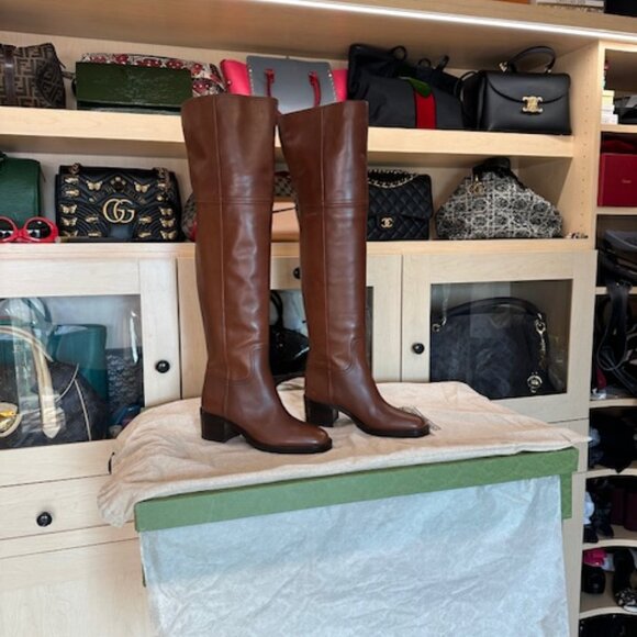 Gucci Shoes - Gucci Over The Knee Brown Boots